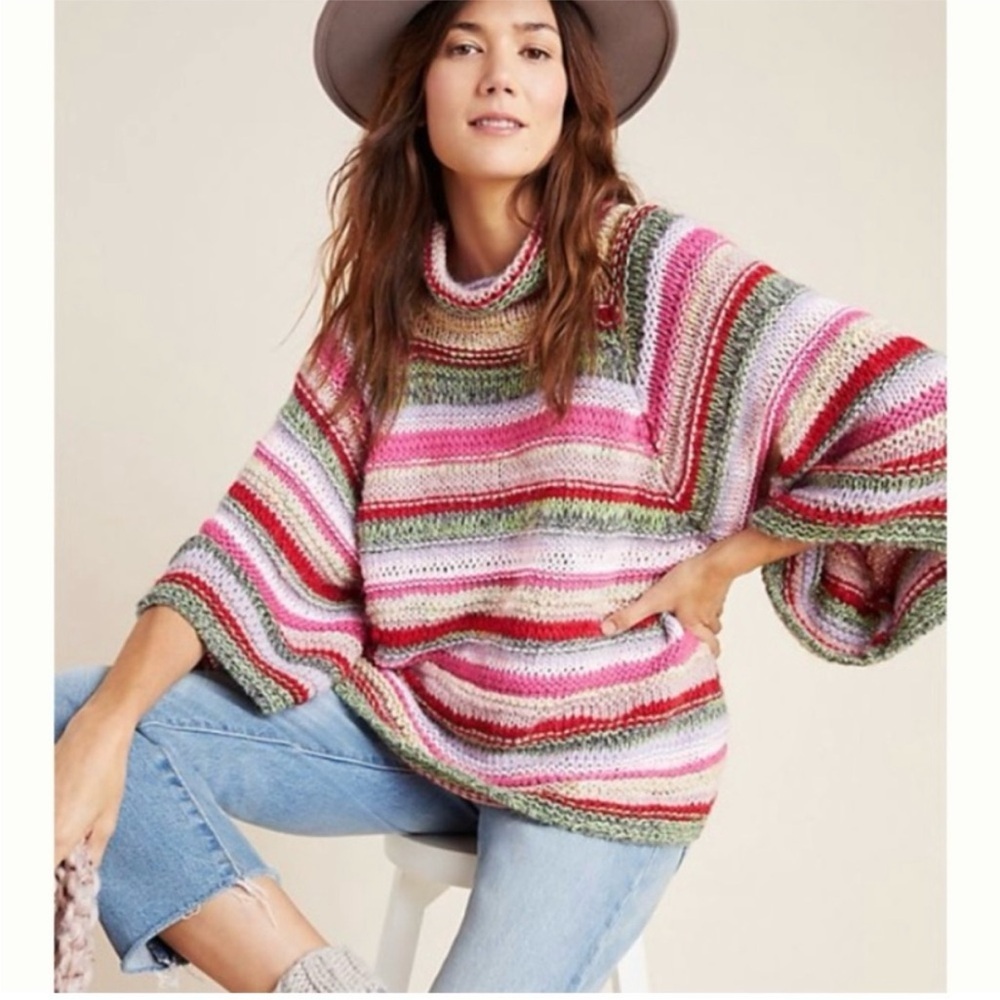 Anthropologie Candice Bell Sleeve Striped Sweater M/L